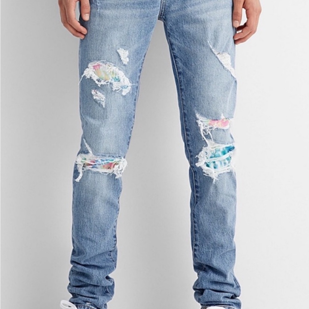 NWT Six Week Residency Patchwork Skinny Jean Blue Denim Size 34 SWR-D04 Ultra